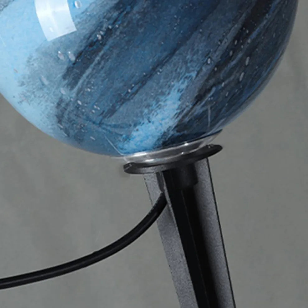 Nordic Planet Outdoor Ground Lamp – Metal Blue & Milk Curry for Garden