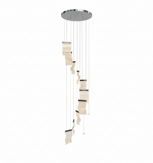 Excelis Royal Leaf-Layered Chandelier – Acrylic in Metallic Gold or Black Ash Dimmable