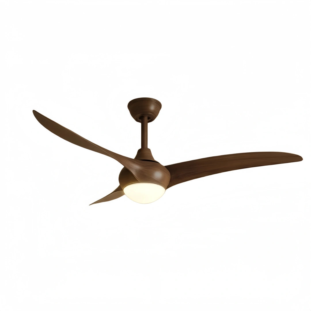Zenno Modern Ceiling Fan Light with LED -- Walnut Wood Grain for Living Room