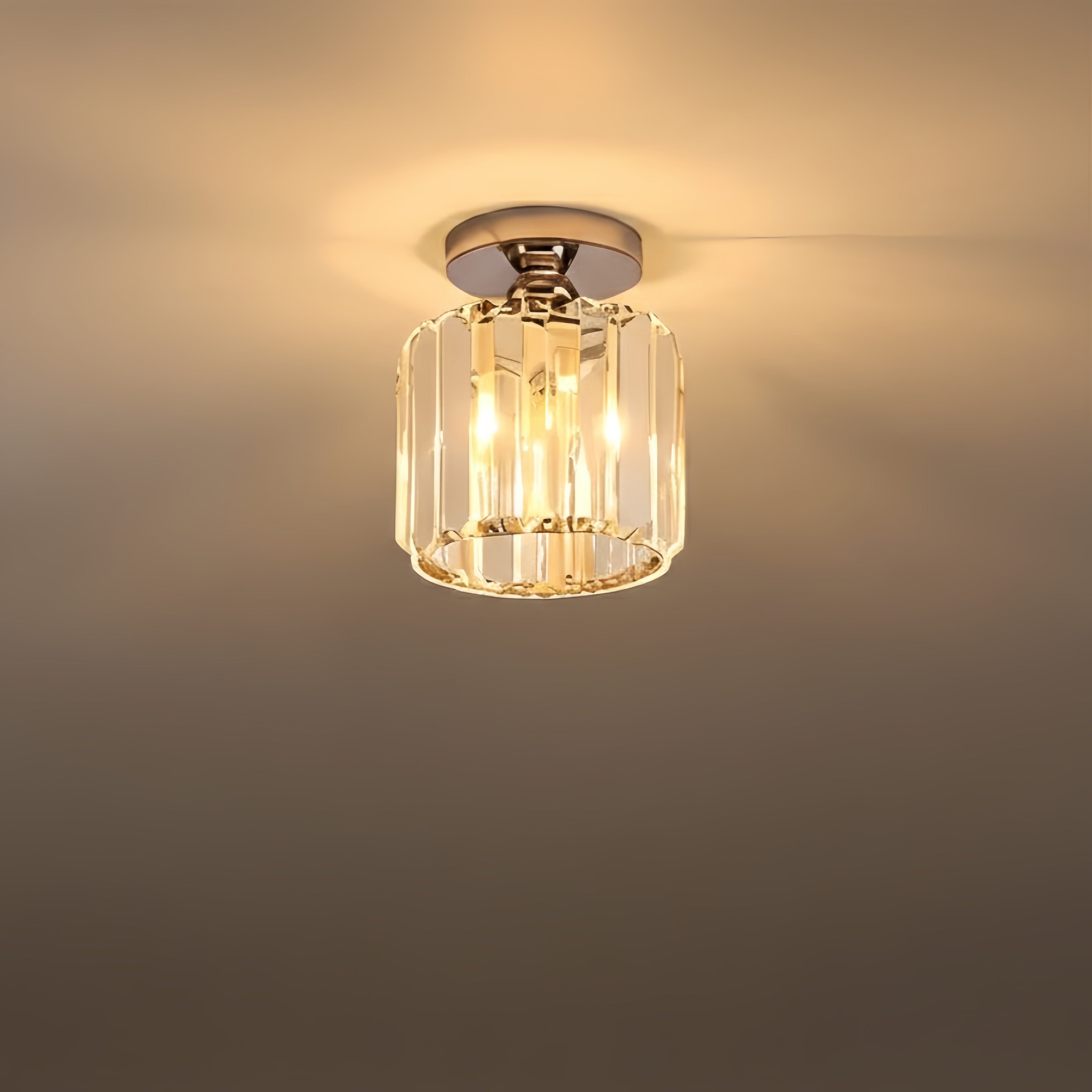 Lámpara de techo moderna Vetro con diseño de metal/cristal en negro/dorado/plateado para dormitorio