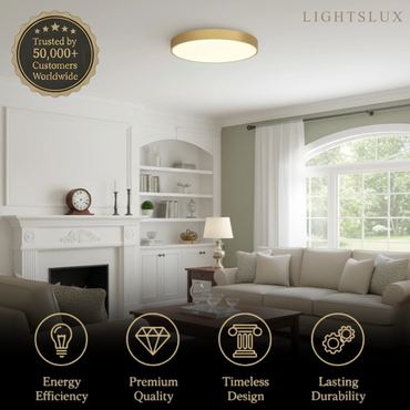 Excelis Solid Brass Ceiling Light – Matte Acrylic Diffuser Warm Even Glow