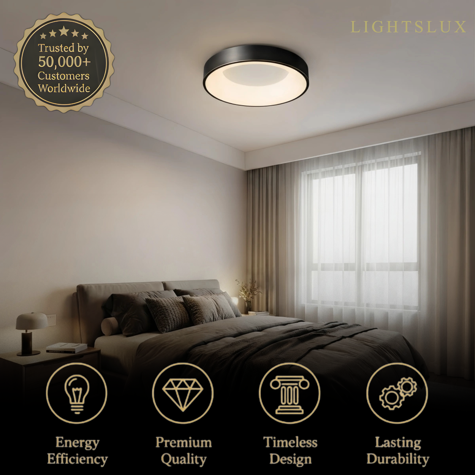 Lámpara de techo empotrable moderna Arcato - LED dorado/negro para sala de estar