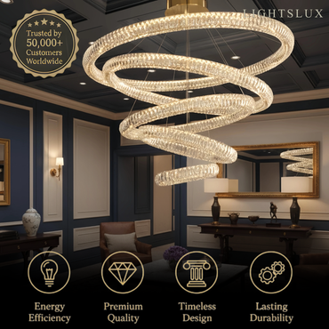 Excelis Luxury Tiered Crystal Chandelier – K9 Crystals Gold Finish Celestial Glow