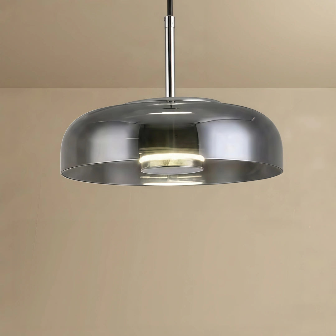 Scandinavian Pendant Lamp — Clear Glass Sphere & Brass Accent for Kitchen Island