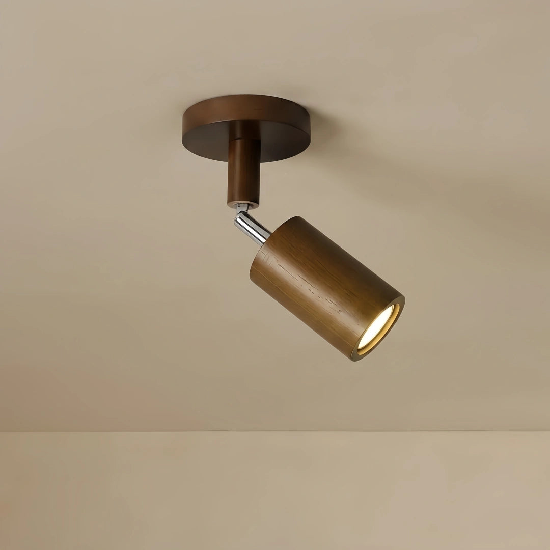 Zenno Modern Wood Track Lighting -- Adjustable Spotlights Walnut/Wood for Kitchen & Bar