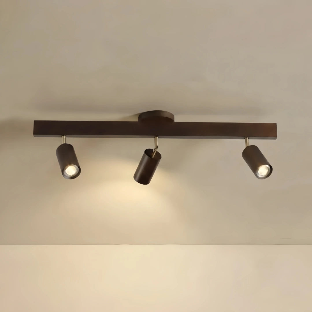 Zenno Modern Wood Track Lighting -- Adjustable Spotlights Walnut/Wood for Kitchen & Bar