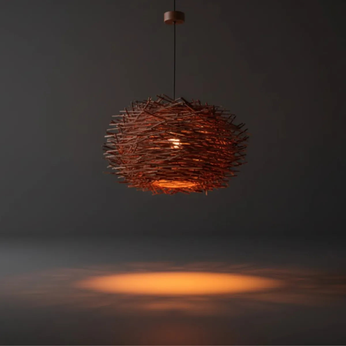 Farmhouse Globular Wood Pendant Light – Brown for Living Room
