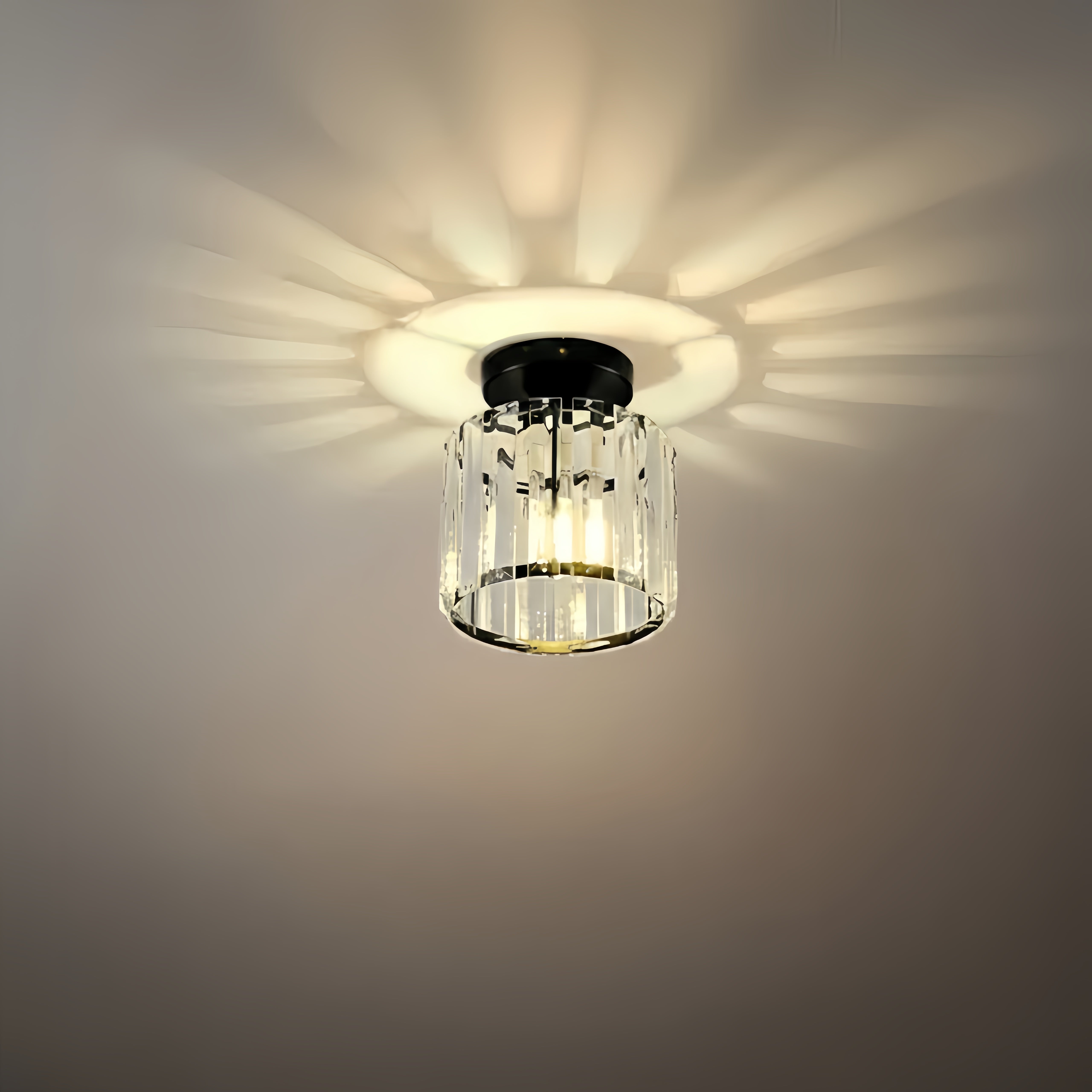 Lámpara de techo moderna Vetro con diseño de metal/cristal en negro/dorado/plateado para dormitorio