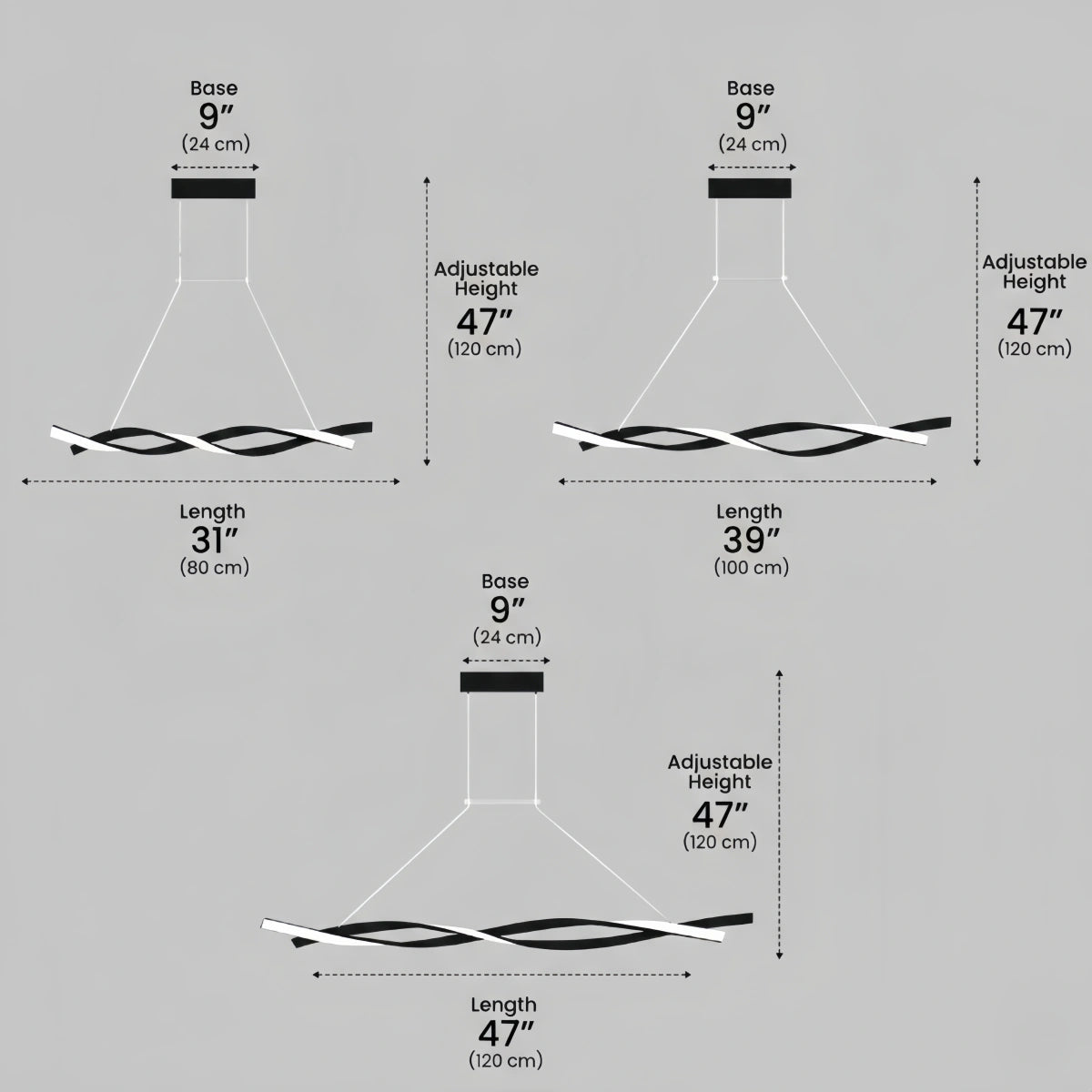 Arcato Modern Wave Design Pendant – Matte Black LED for Dining Room/Kitchen Island