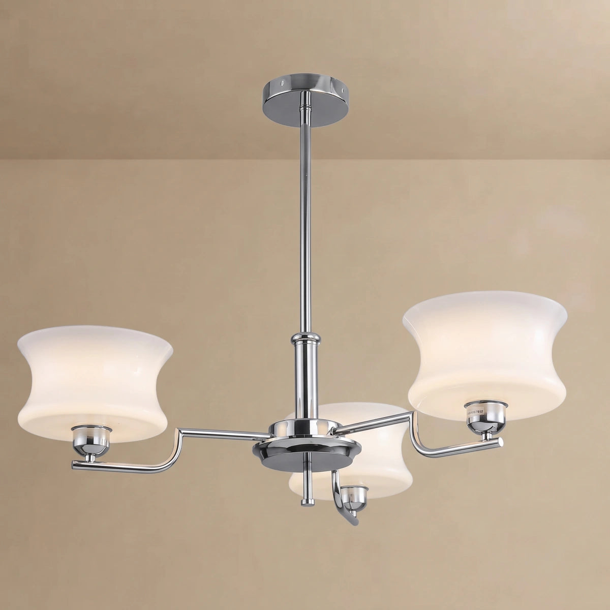 Vintage Chandelier – Gold or Chrome Glass Ceiling Light for Dining Room