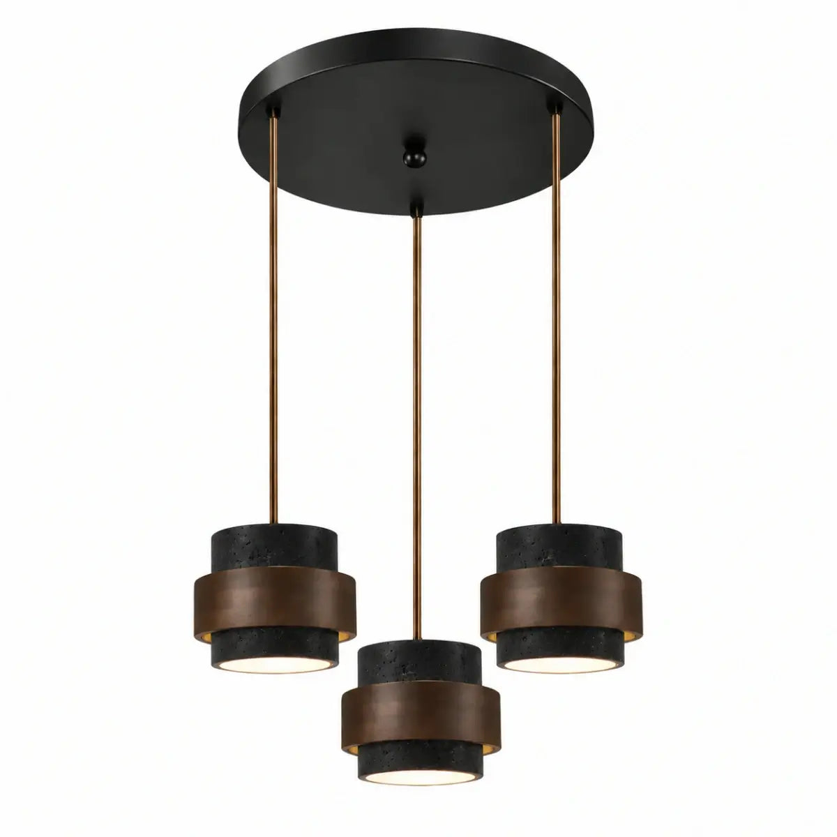 Lámpara Colgante Strata Modern Travertine — Madera de Nogal para Comedor