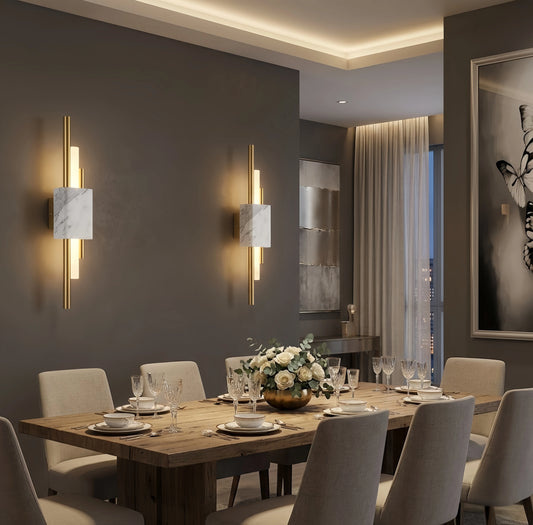 Excelis Modern Cylindrical Wall Lamp – Metal Bedroom Light in Gold/Green/White