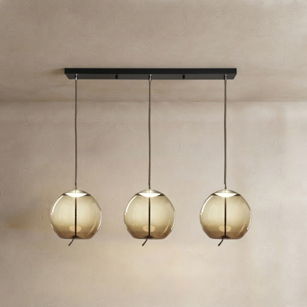 Vetro Modern Blue/Amber Pendant Light - Decorative Glass Geometric Living Room