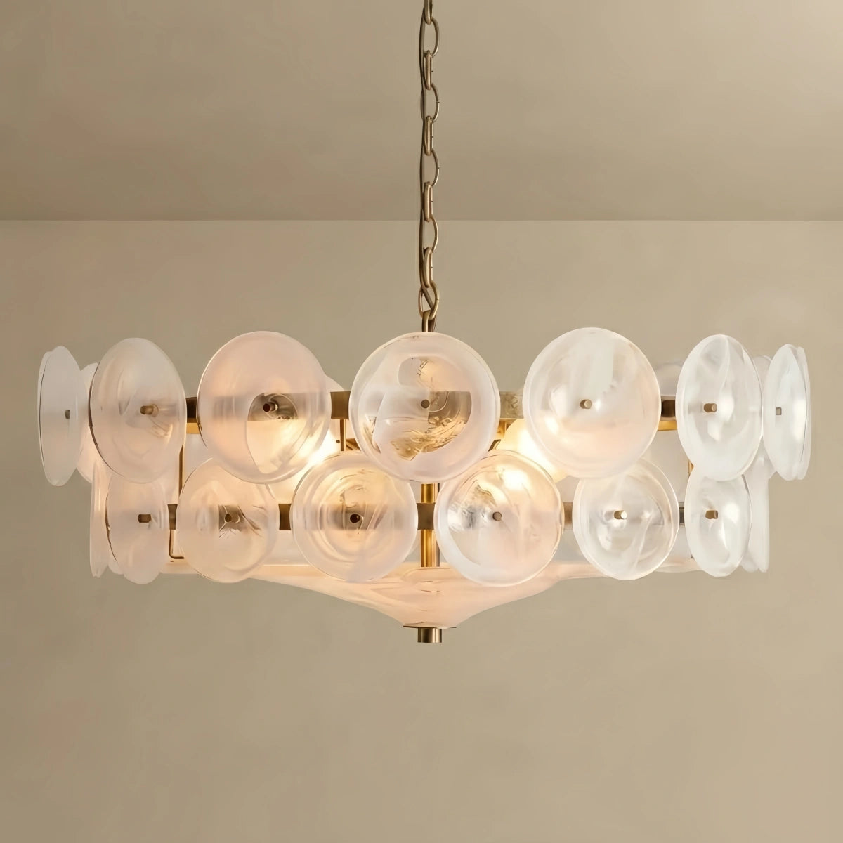 Vetro Modern Glass Chandelier - Orange/Green/White for Dining Room