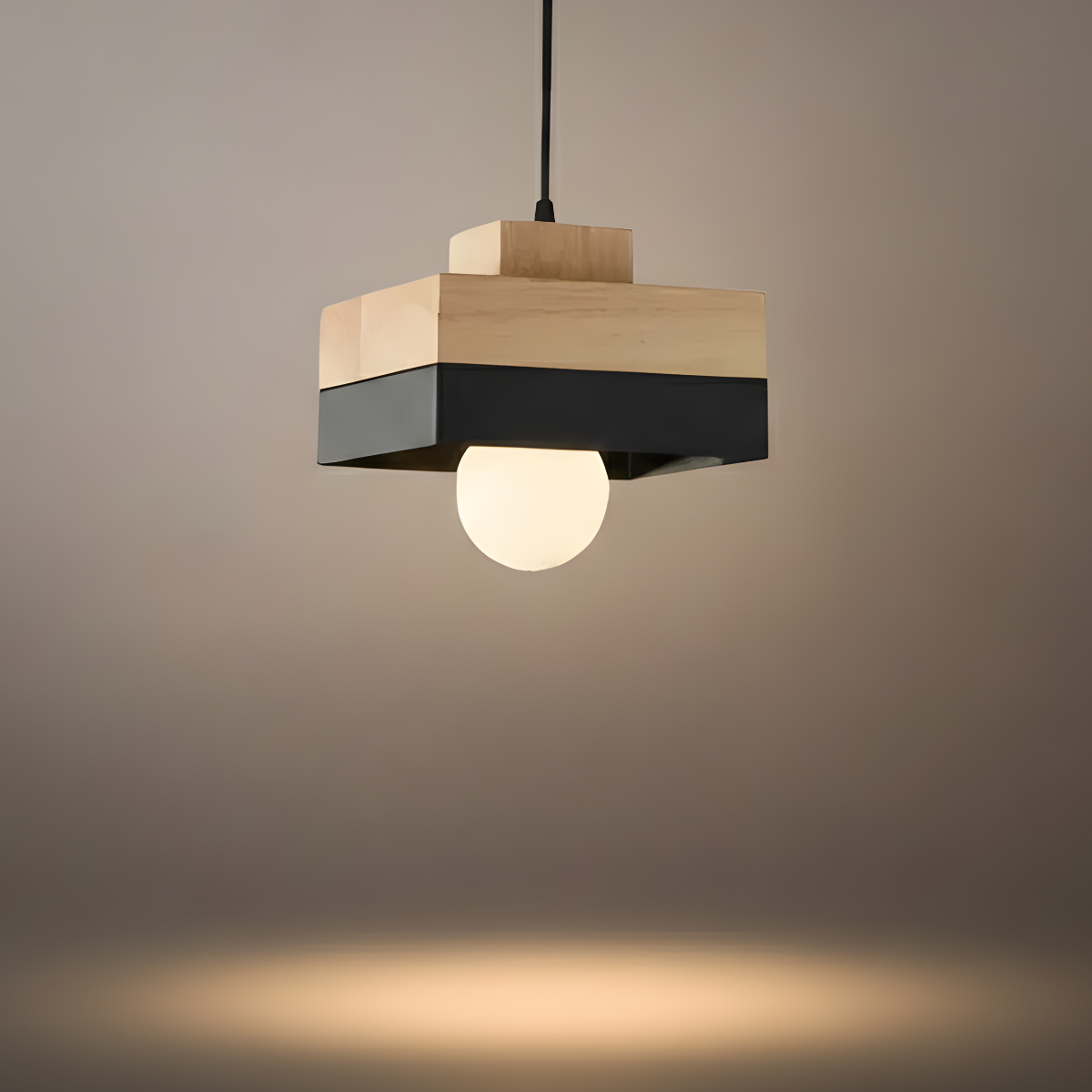 Pendant Light – Black/White Metal/Wood for Dining Room