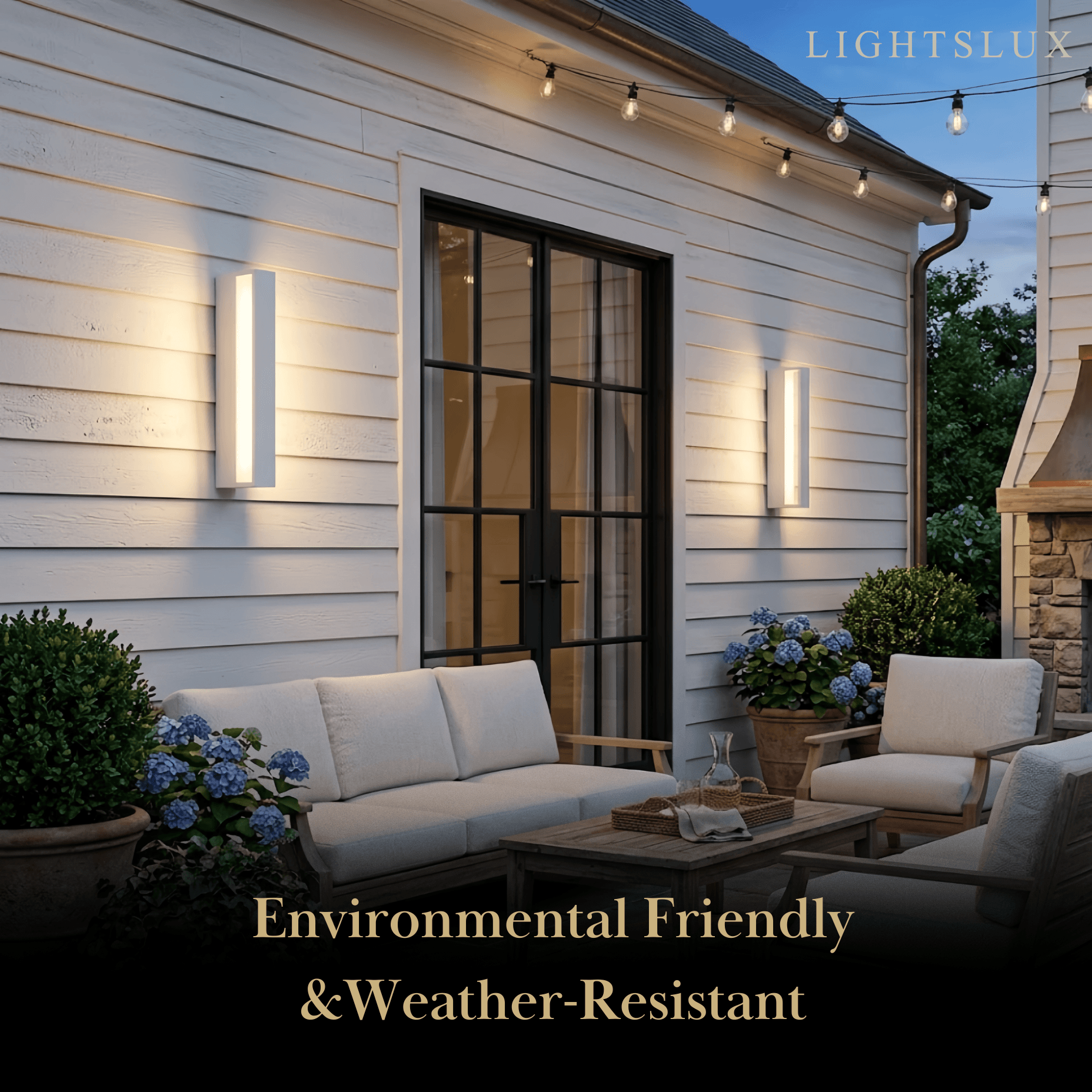 Aplique de pared exterior rectangular moderno Arcato – Luz con sensor de metal para jardín/patio