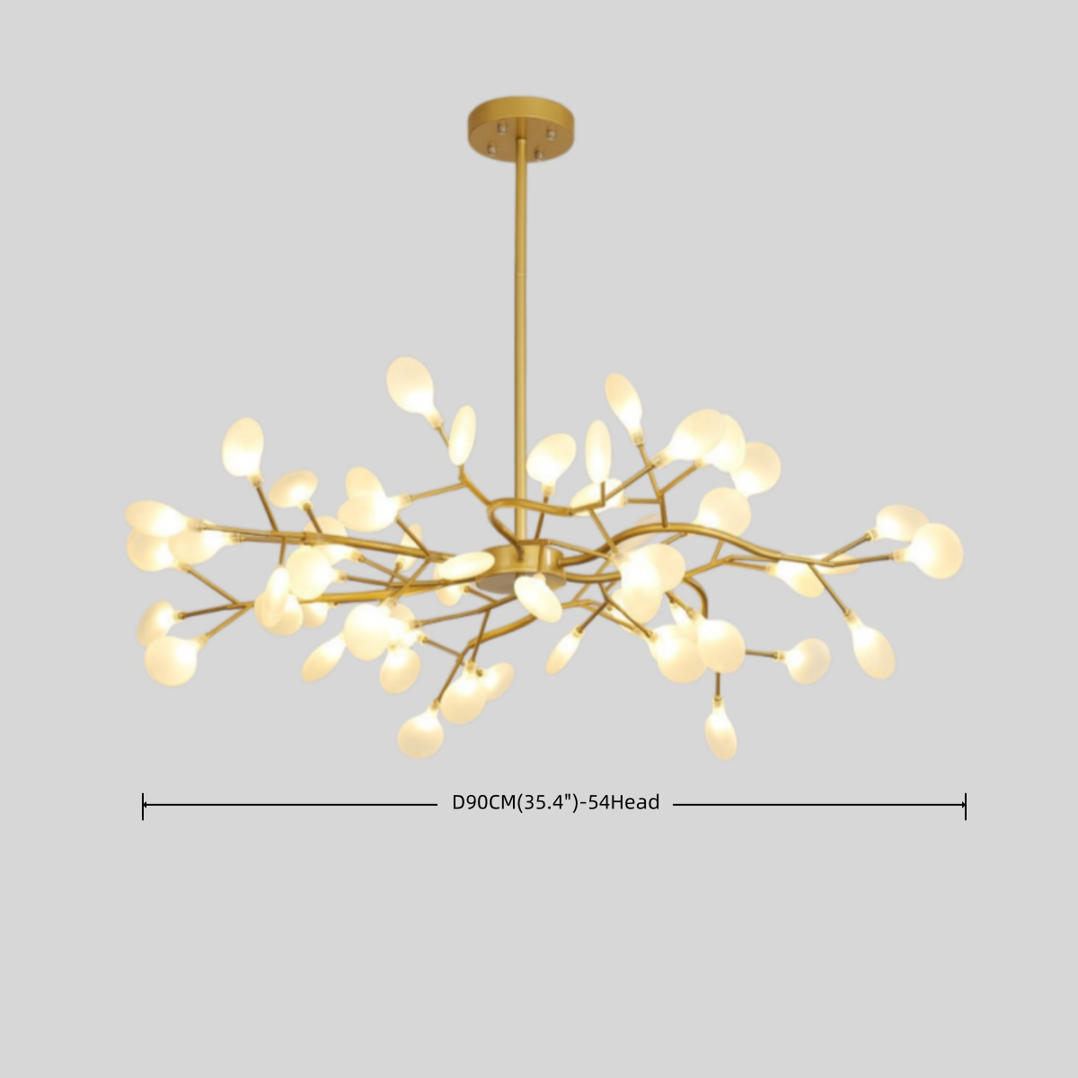 Lámpara de araña Excelis Art Déco - Diseño de ramas y luciérnagas en negro y dorado para comedor/sala de estar