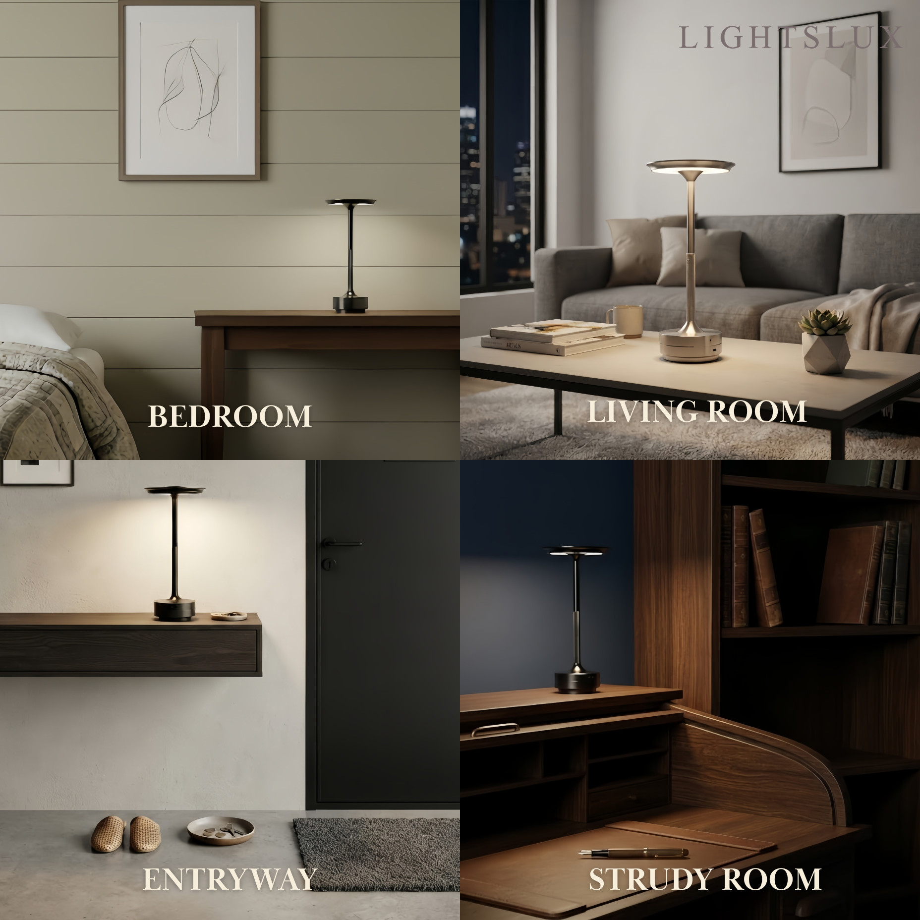 Lámpara de mesa recargable Arcato Modern – Intensidad regulable táctil y 3 temperaturas de color
