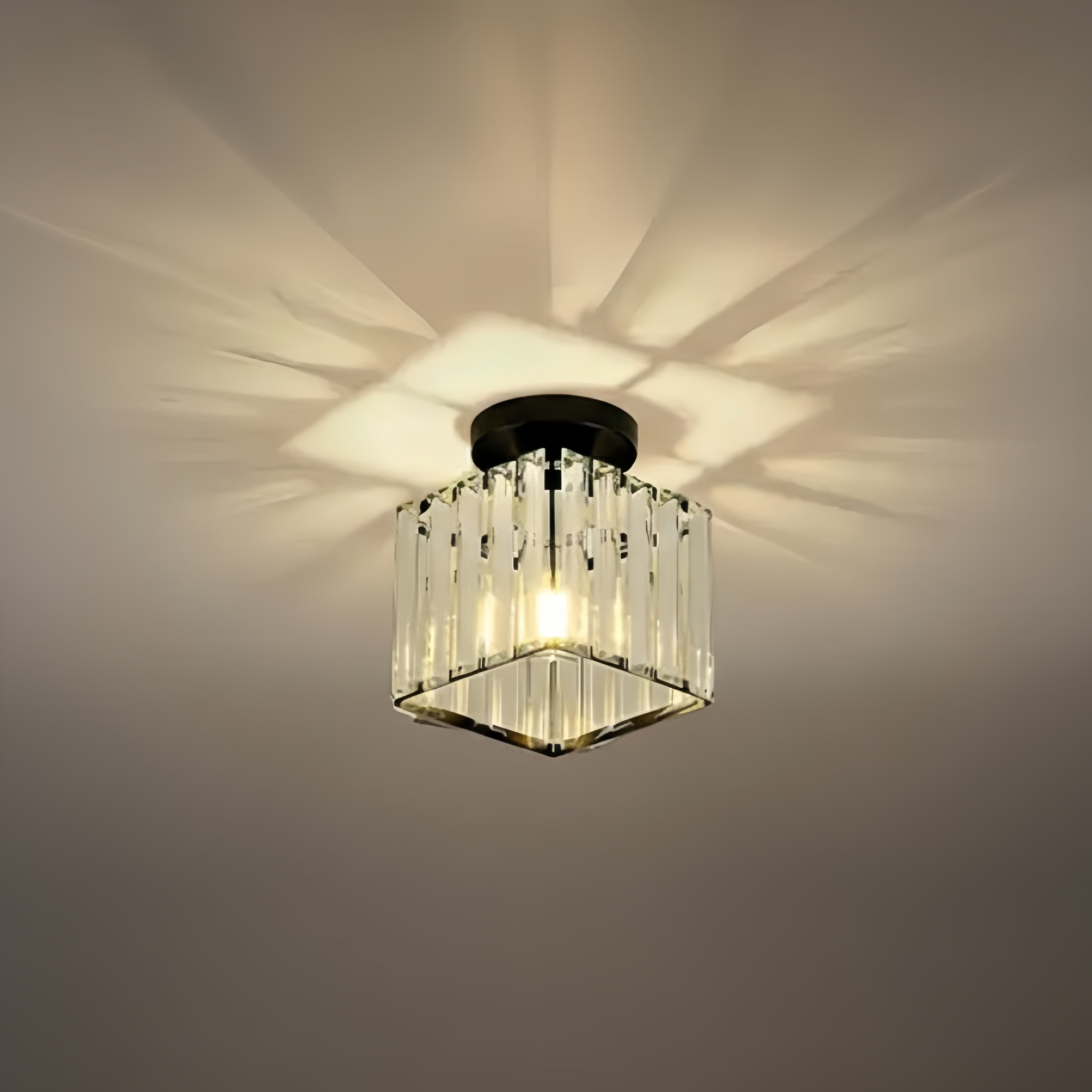 Lámpara de techo moderna Vetro con diseño de metal/cristal en negro/dorado/plateado para dormitorio