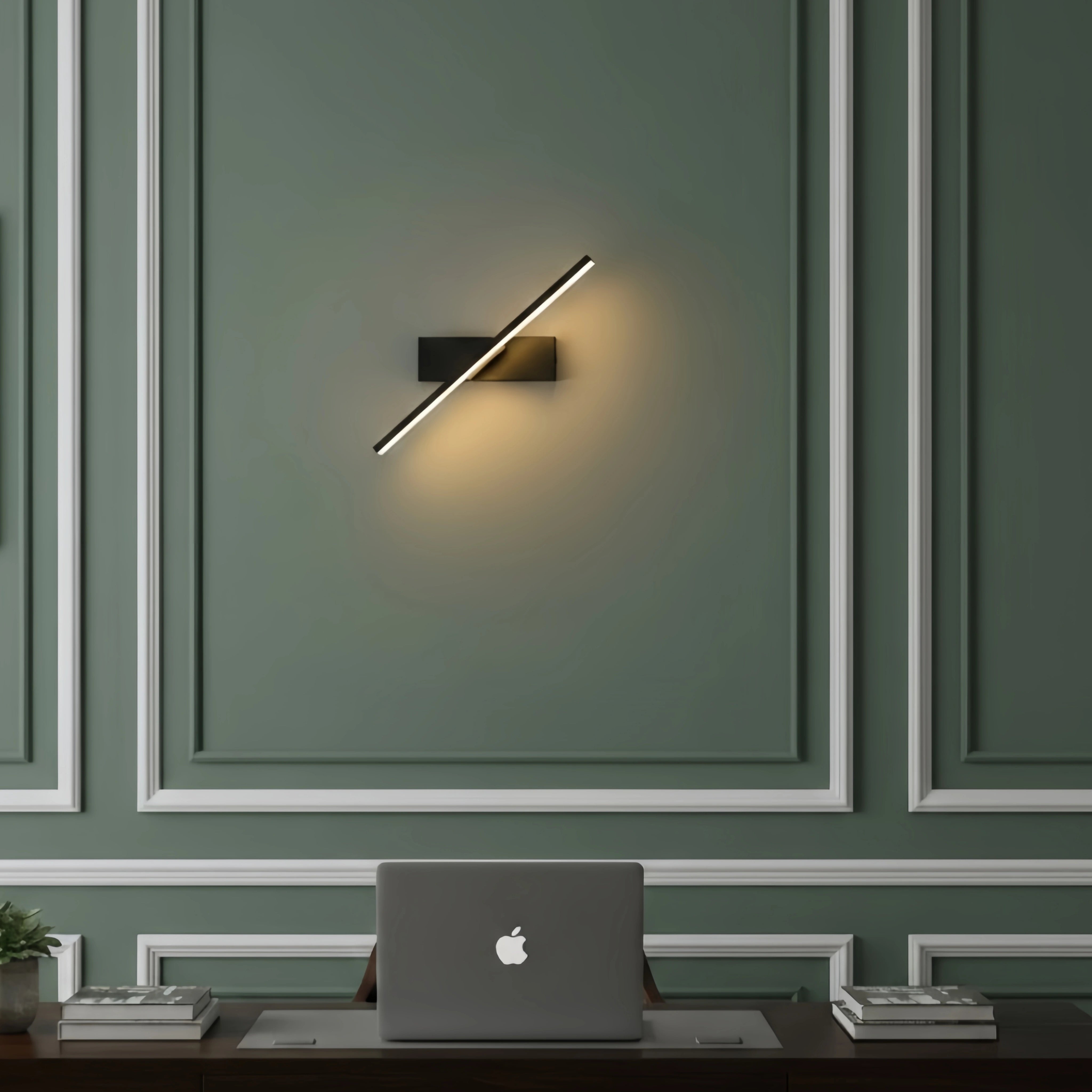 Lámpara de pared lineal moderna Arcato – Accesorio de metal blanco y negro para dormitorio