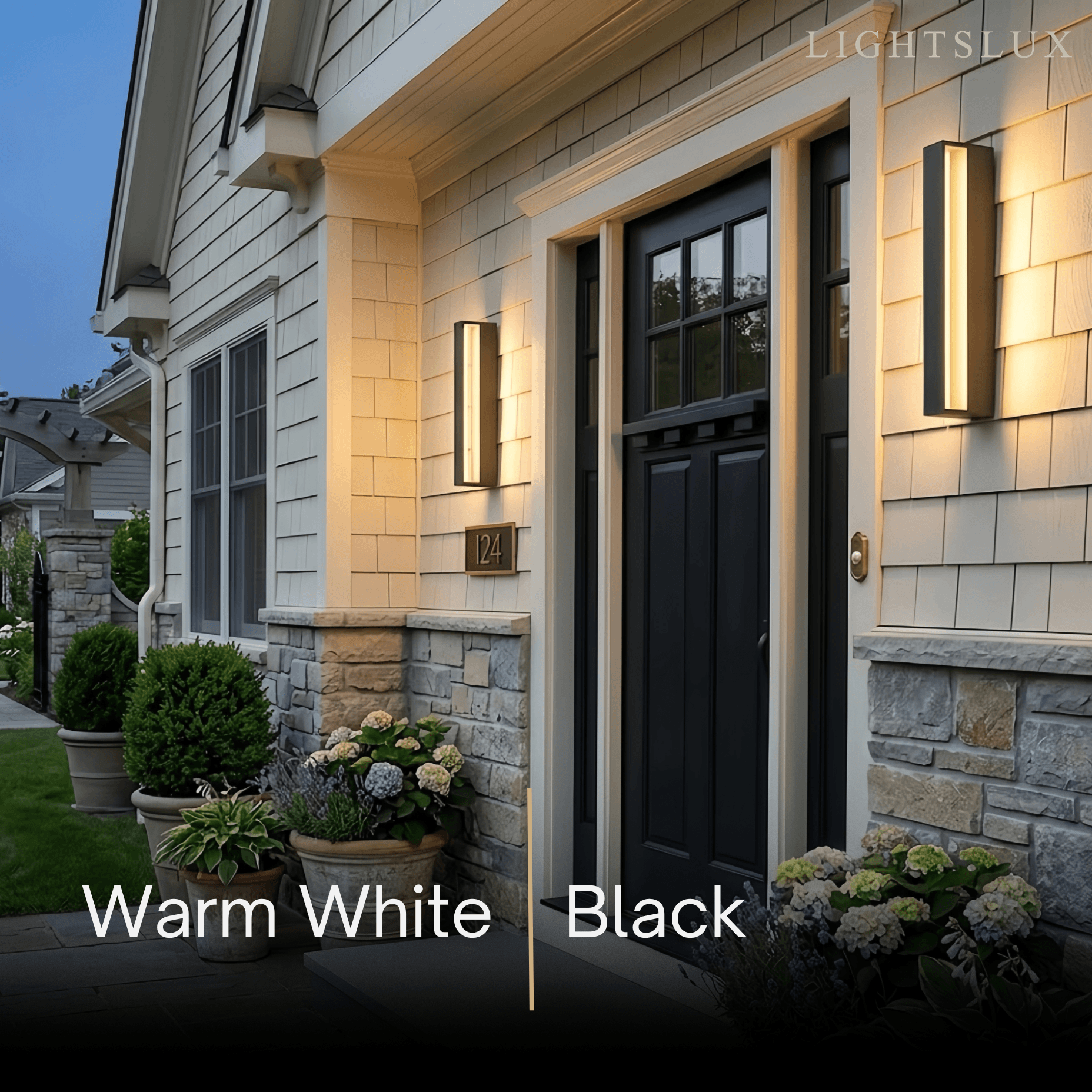 Aplique de pared exterior rectangular moderno Arcato – Luz con sensor de metal para jardín/patio