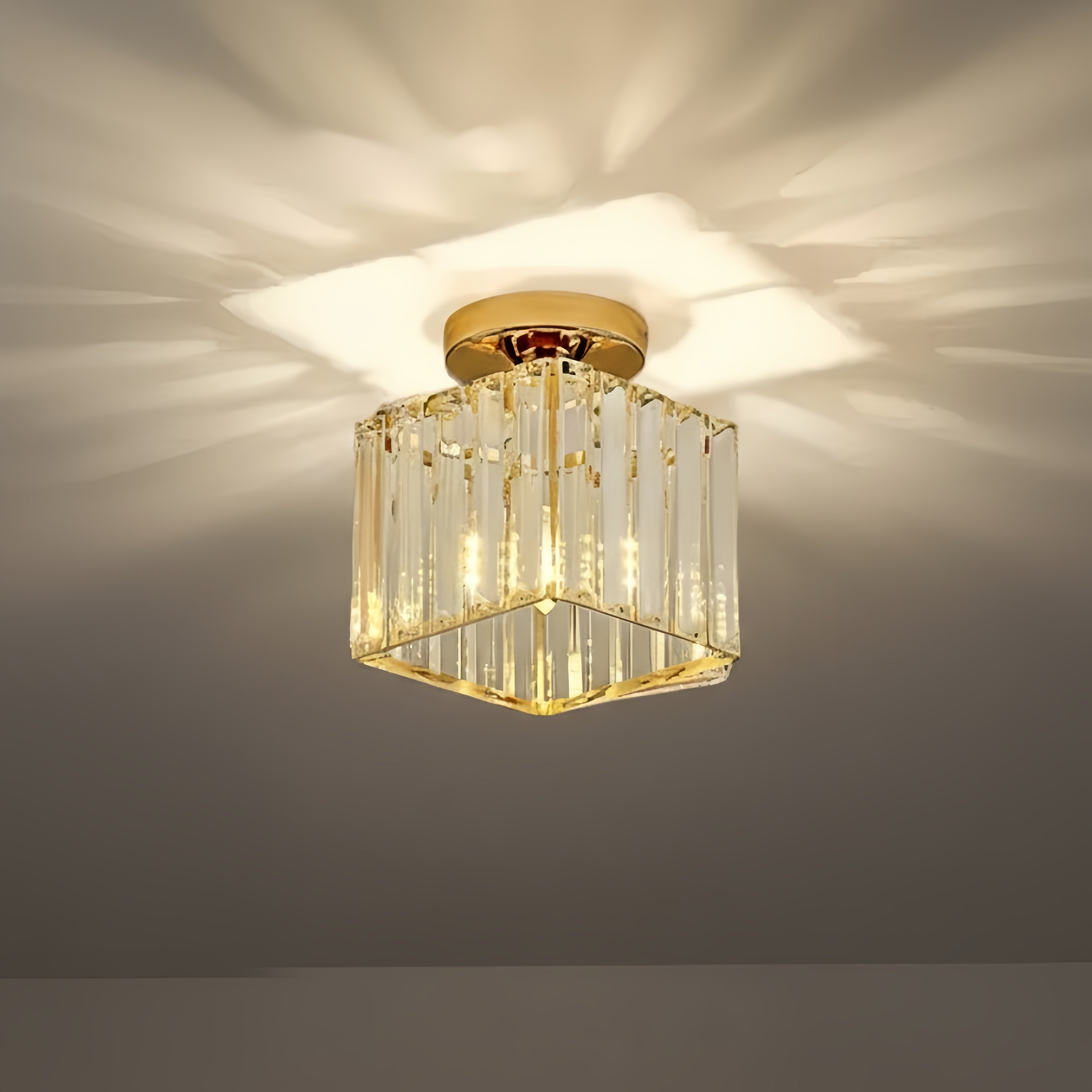 Lámpara de techo moderna Vetro con diseño de metal/cristal en negro/dorado/plateado para dormitorio