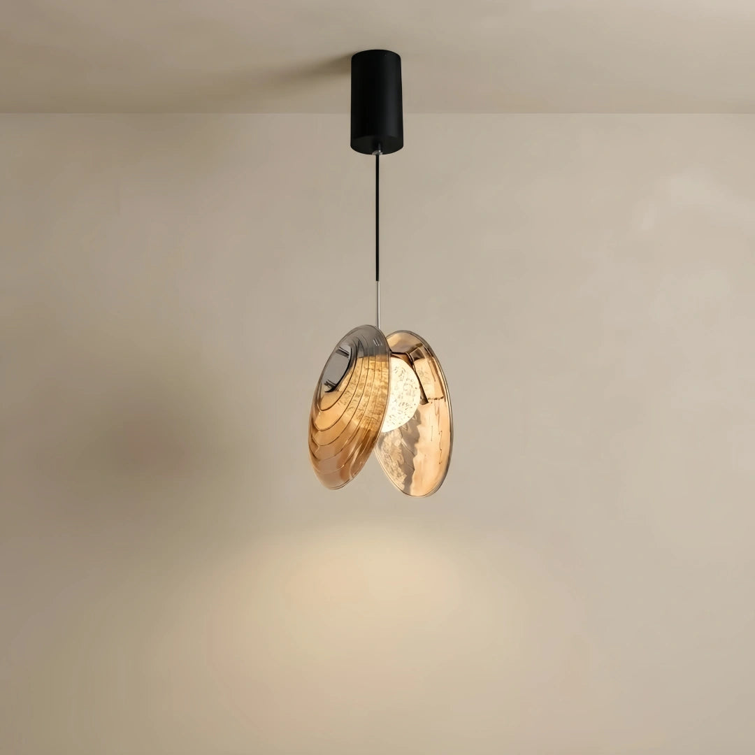 Lunara Modern Glass Disc Pendant Light--Amber/Smoke Grey for Living Room