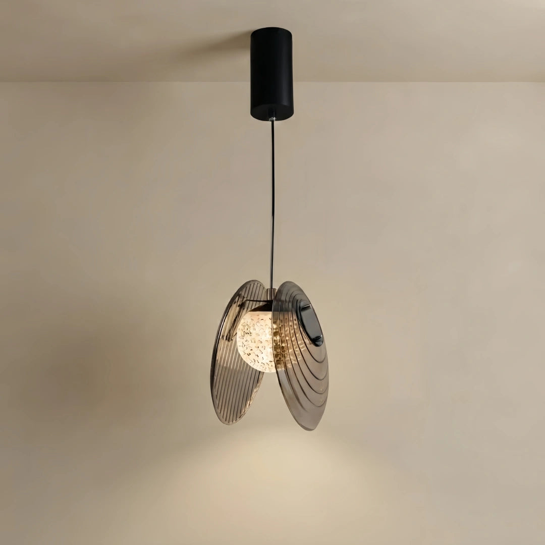 Lunara Modern Glass Disc Pendant Light--Amber/Smoke Grey for Living Room