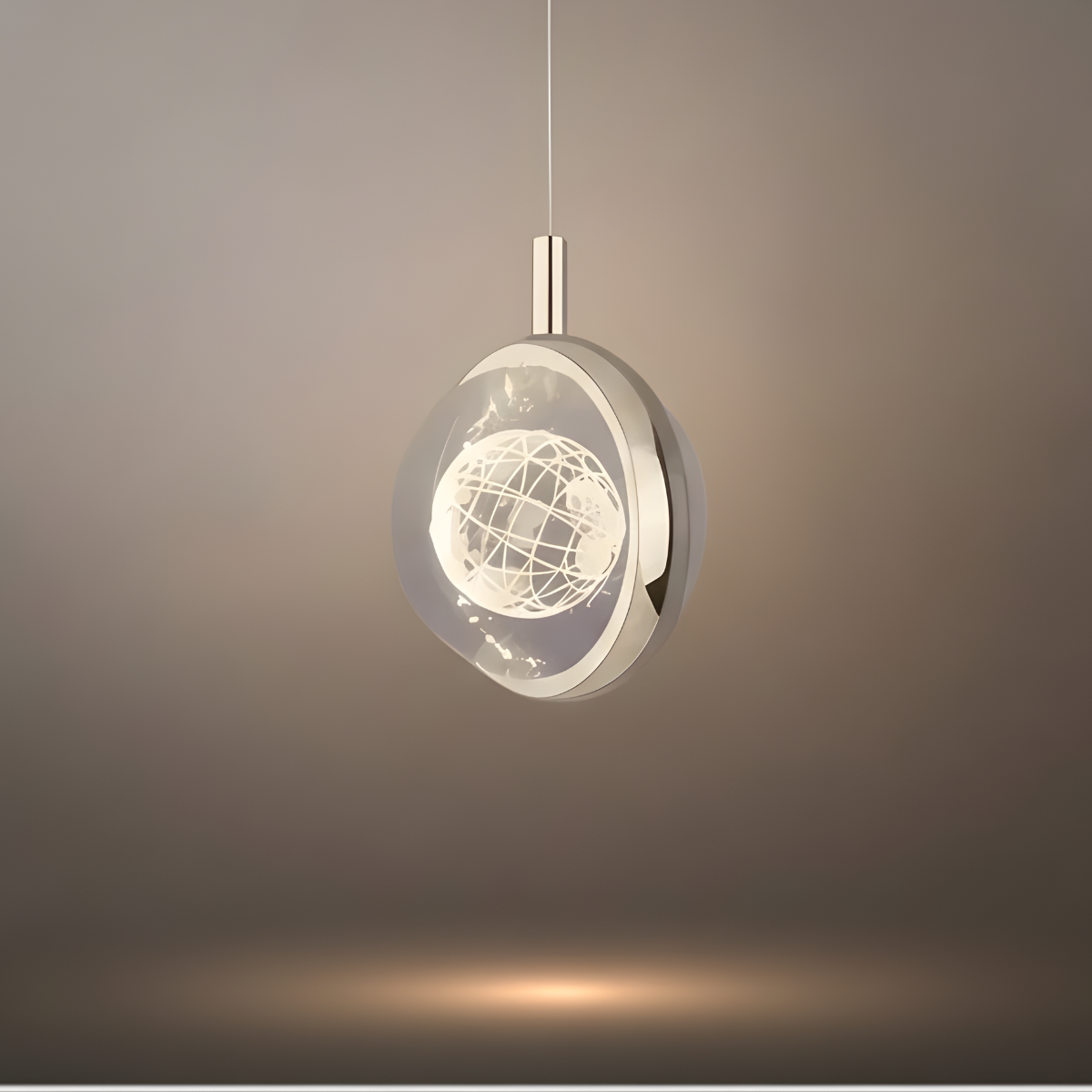 Art Deco Gold Pendant Light – Globular Metal/Crystal for Bedroom