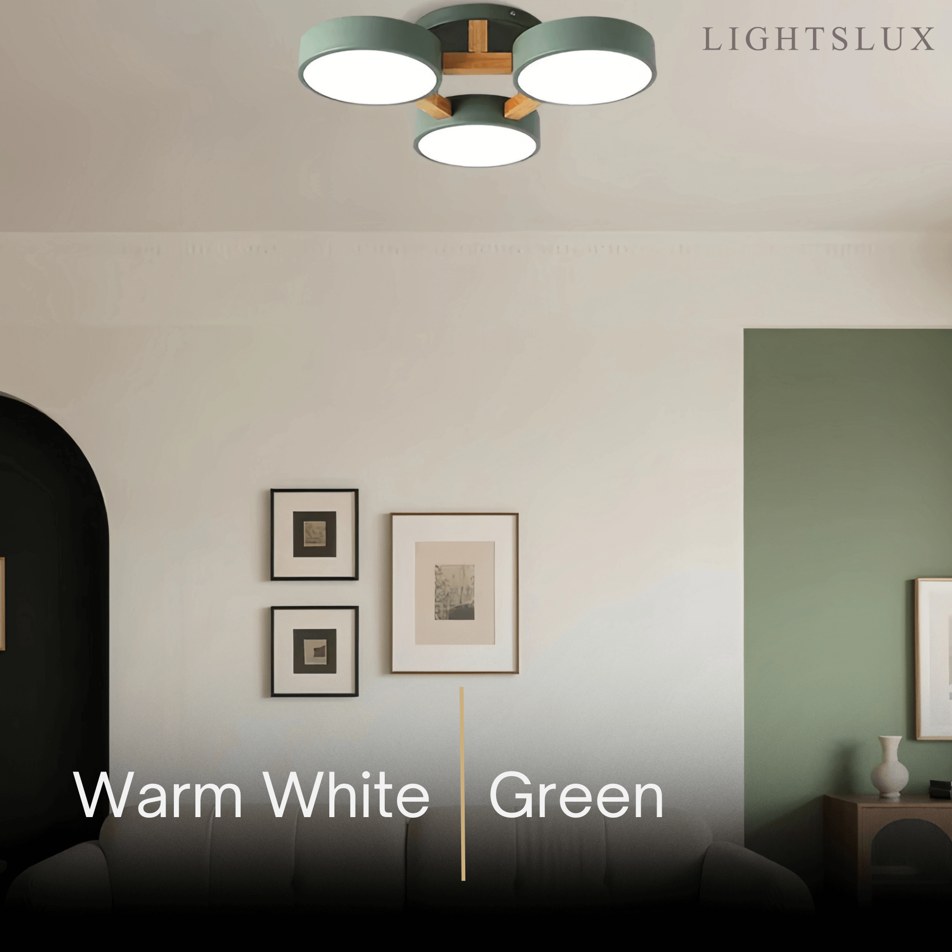 Lámpara de techo redonda moderna Arcato – Luminaria de 3 colores con tres cabezales para dormitorio
