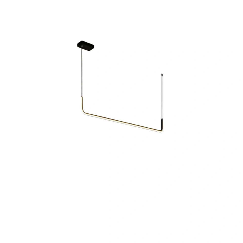 Lámpara colgante lineal minimalista Arcato – Metal negro/dorado/acrílico para comedor