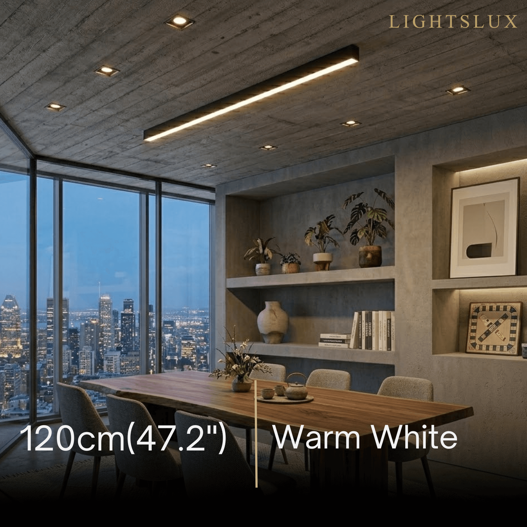 Lámpara de techo lineal LED minimalista Arcato - Negra para sala de estar