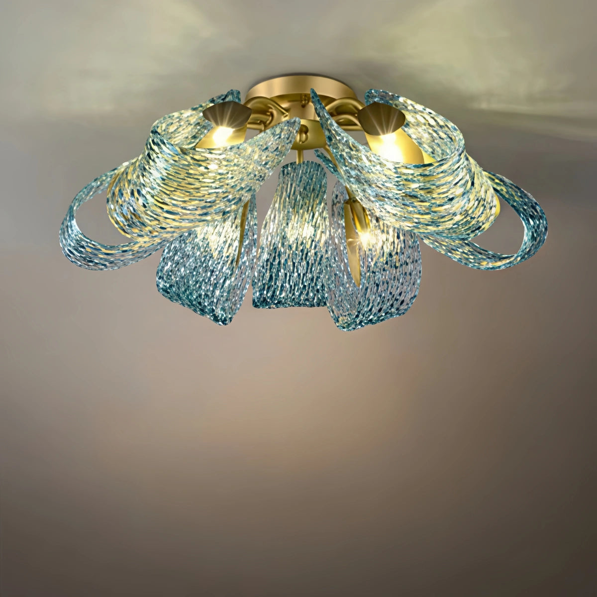 Art Deco Peacock Chandelier – Blue Feather Art Glass Contemporary for Dining Room Bedroom