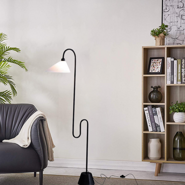 Floor Lamp – Metal Base with Fabric Hooded for Bedroom