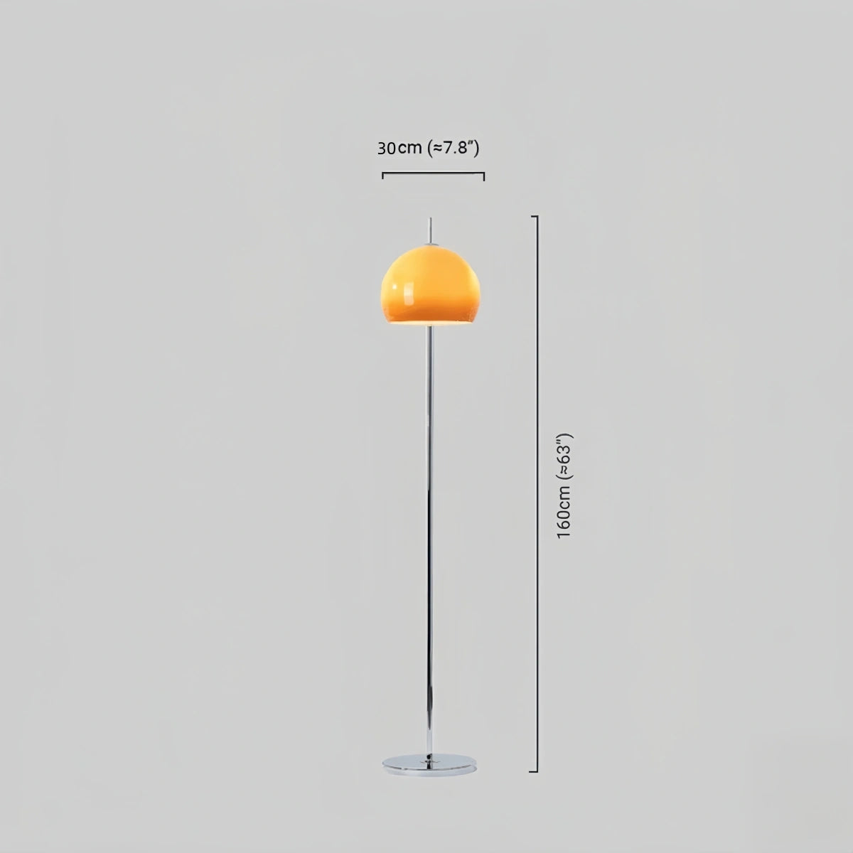 Crema Modern Round Floor Lamp - Metal/Glass in Orange for Living Room