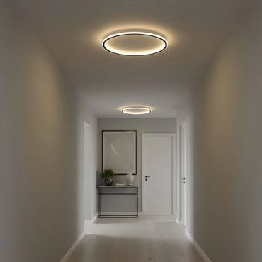 Embrace Modern Round Ceiling Light – Black&White Metal for Living Room