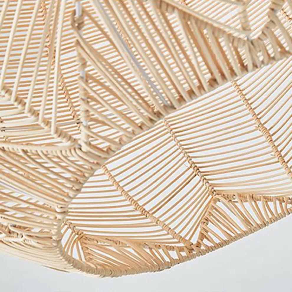 Wood Pendant Light – Metal & Rattan