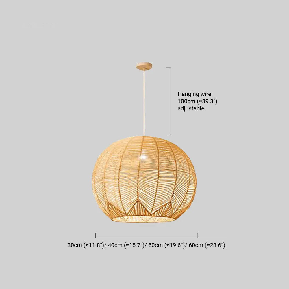 Wood Pendant Light – Metal & Rattan Dimensions