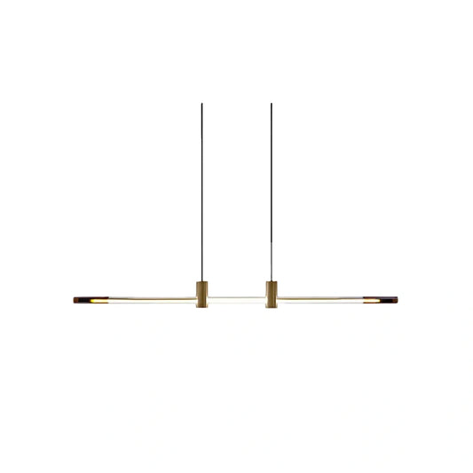 Arcato Modern Metal & Acrylic Pendant Light - Brown/Red Linear Design for Bedroom