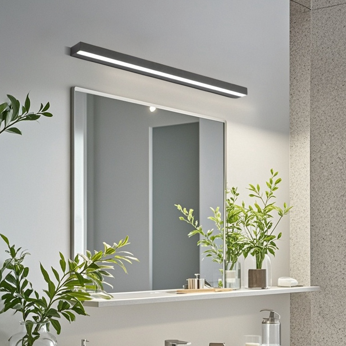 Minimalist Rectangular Vanity Light – Black Metal