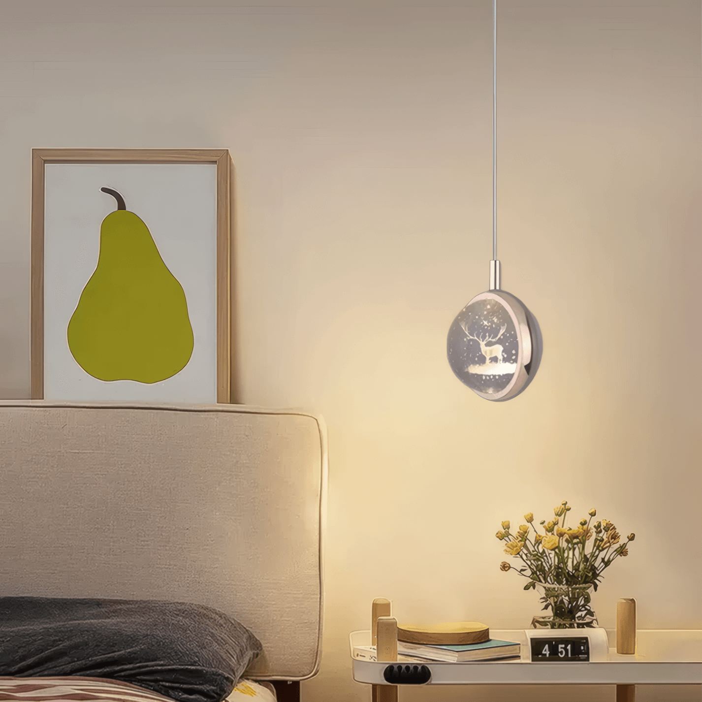 Art Deco Pendant Light Globular Deer Bedroom