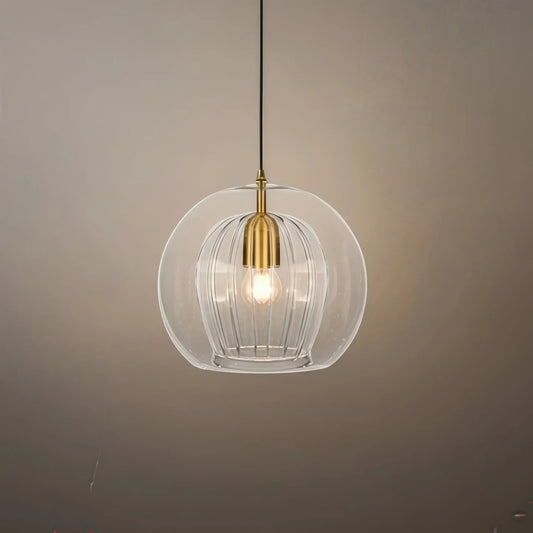 Vetro Nordic Globe Pendant Light – Clear or Amber Glass for Bedroom