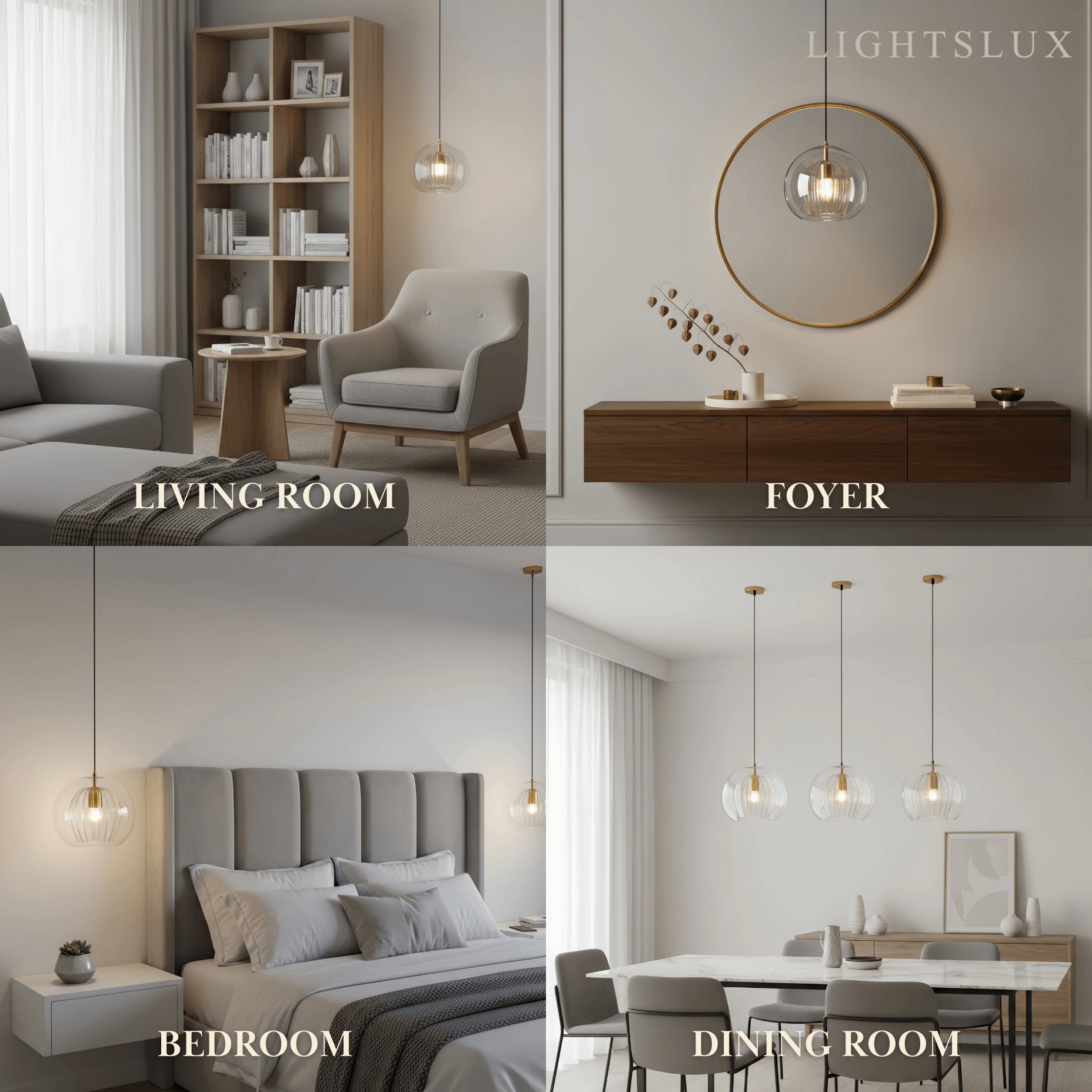 Vetro Nordic Globe Pendant Light – Clear or Amber Glass for Bedroom