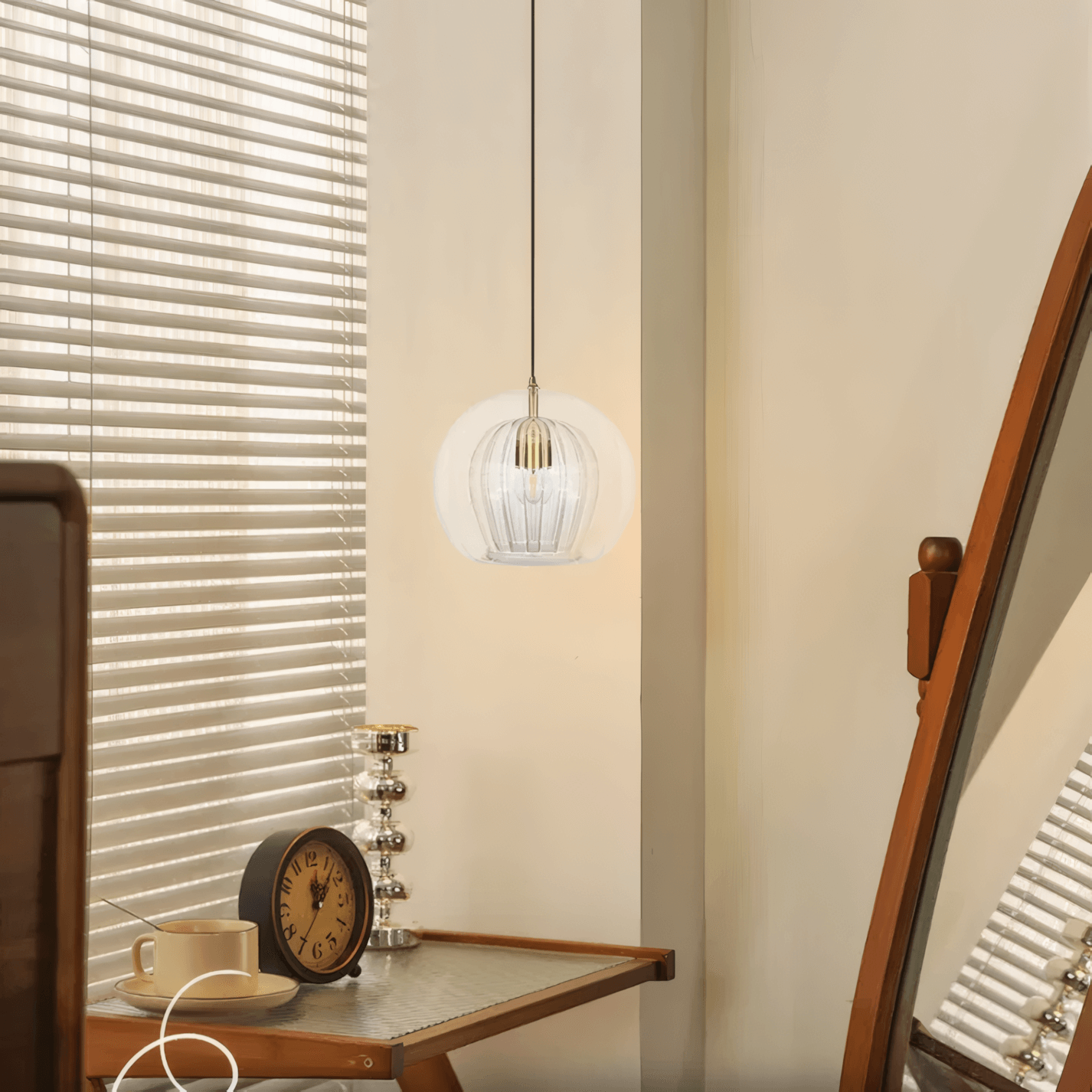 Nordic Glass Clear Globe Pendant Light Indoor Corner