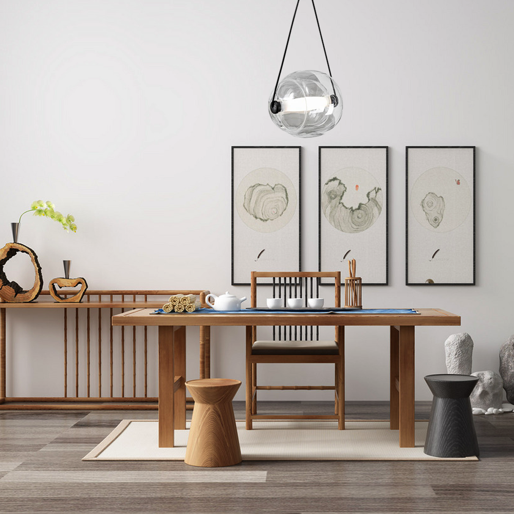 Modern Minimalist Glass Pendant Light – 6 Colors for Dining Room