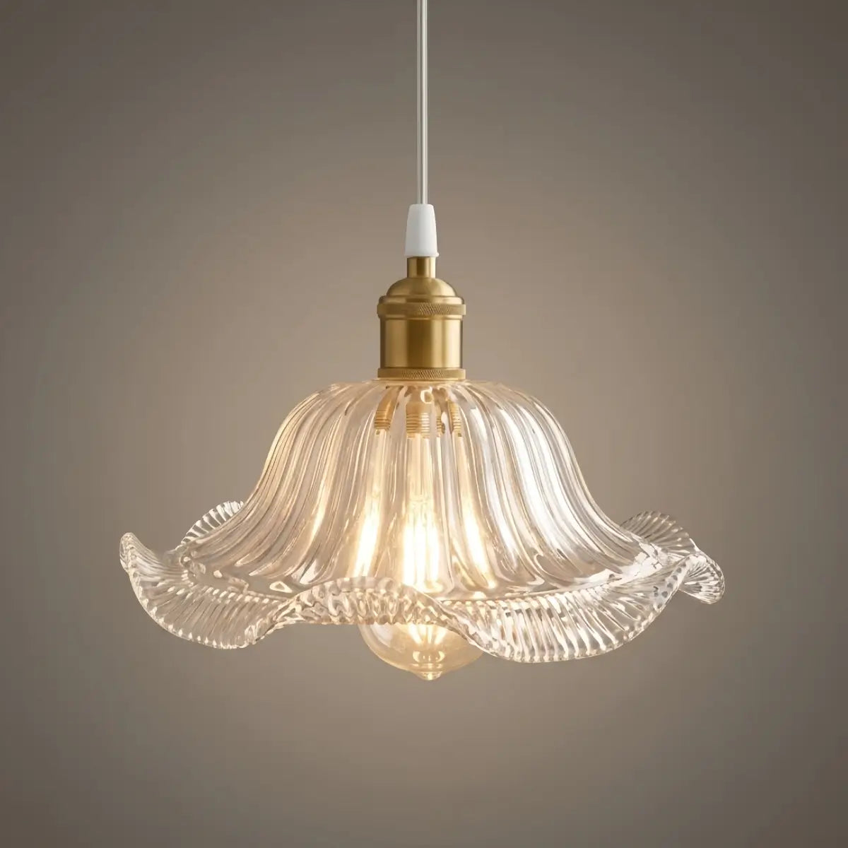 Pendant Light – Clear Blown Glass with Brass Finish for Bedroom