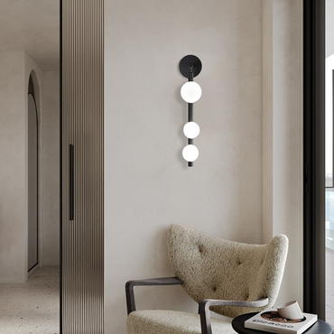 Modern Wall Light - Black Metal & Glass Globular Design for Dining Room