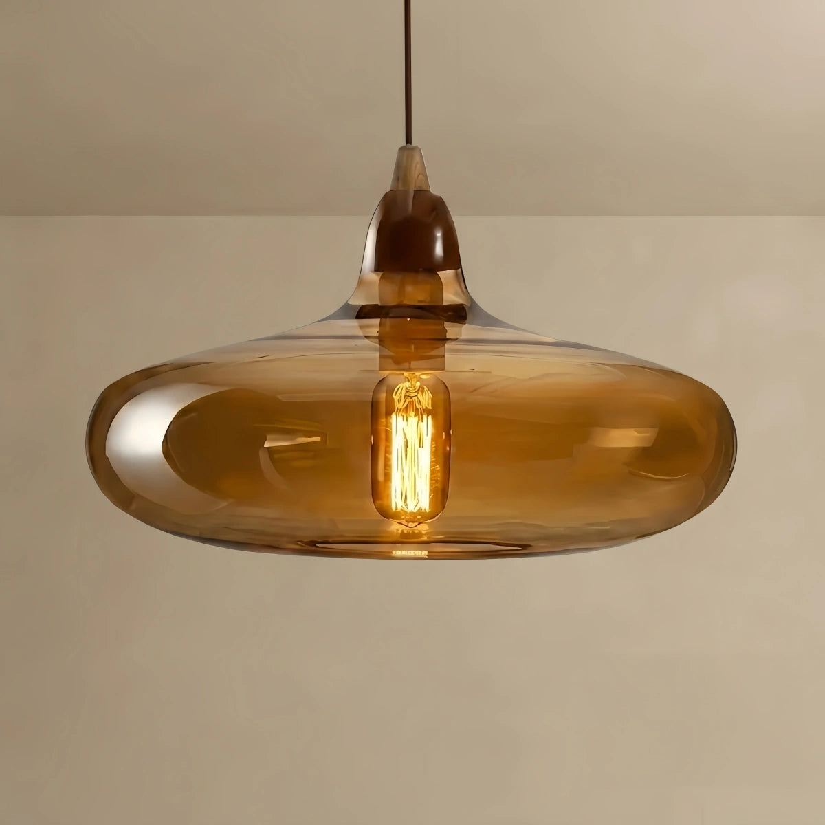 Vetro Modern Glass Pendant Light — Amber for Dining Room