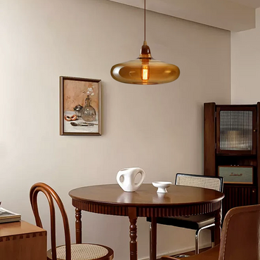 Modern Amber Glass Pendant Light for Dining Room