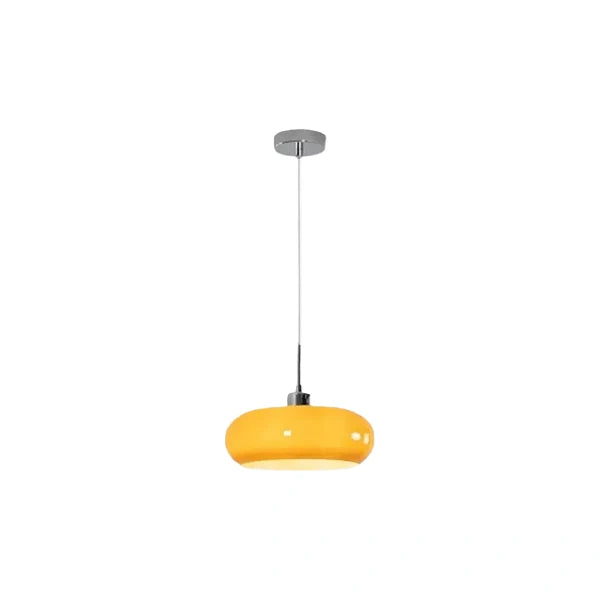 Crema Modern Pendant Light – Orange/White Metal Fixture for Dining Room